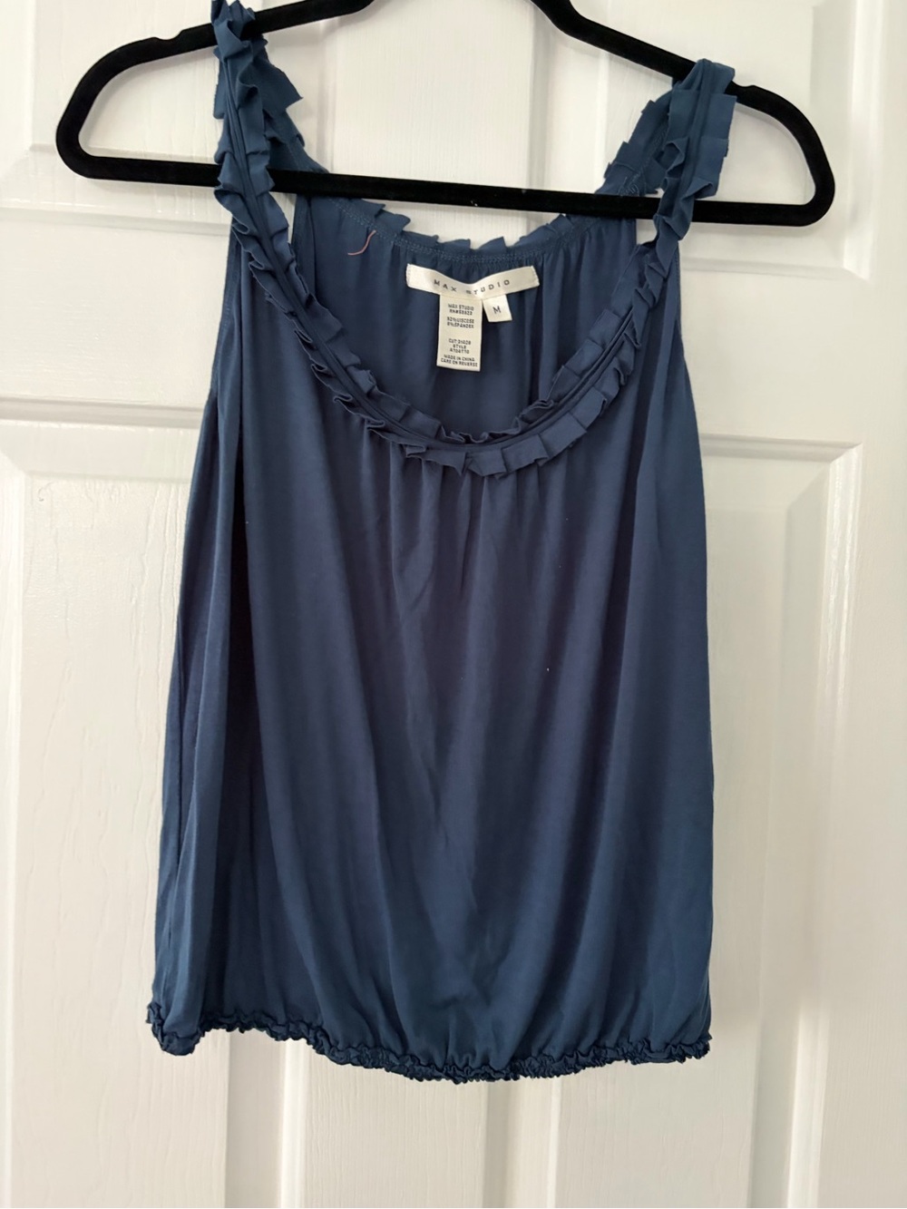 Max Studio Slate Blue Ruffle-Trim Sleeveless Tank
